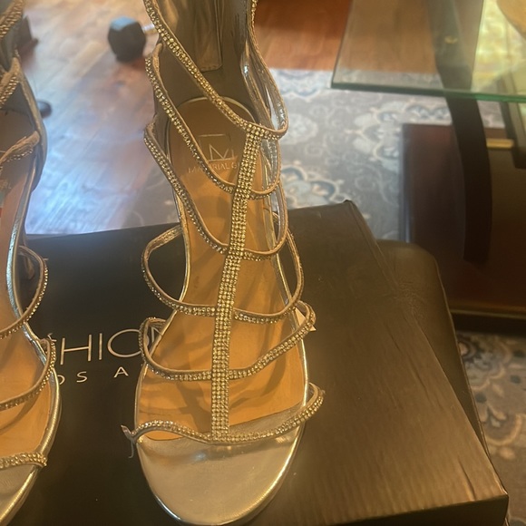 Silver Diamond Strap Heels - Picture 2 of 6